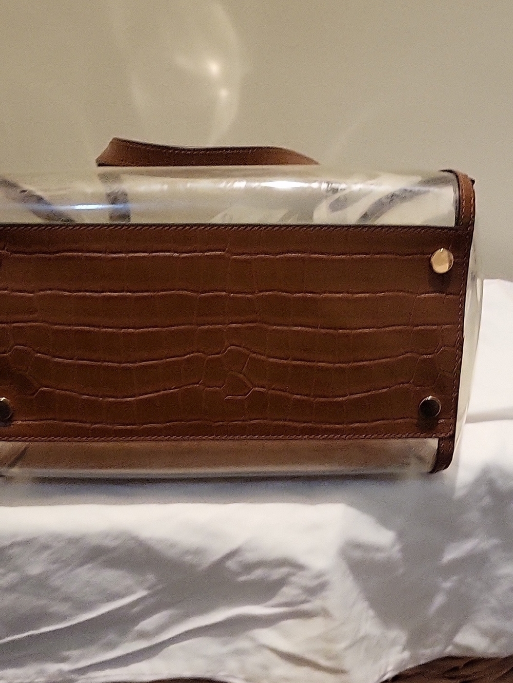 Michael Kors PVC Clear Tote Bag with Brown Croc-Effect - Picture 7 of 10